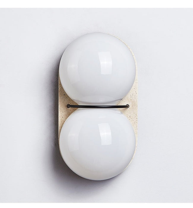 Double Globe Travertine Wall Sconce - Simprolos
