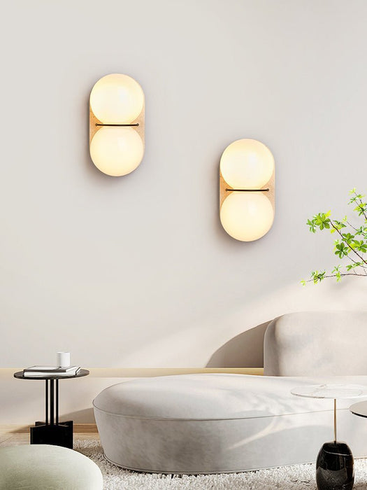 Double Globe Travertine Wall Sconce - Simprolos