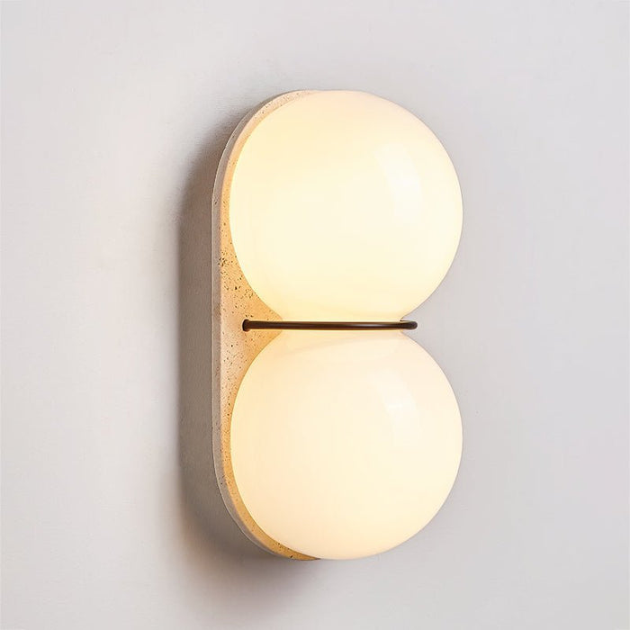 Double Globe Travertine Wall Sconce - Simprolos