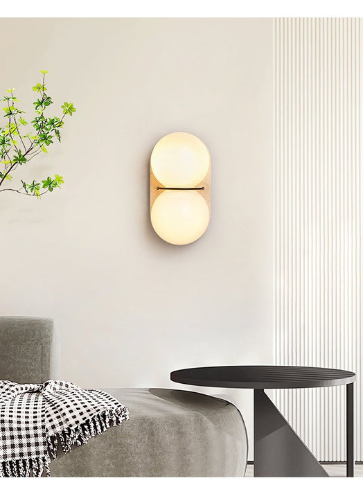 Double Globe Travertine Wall Sconce - Simprolos
