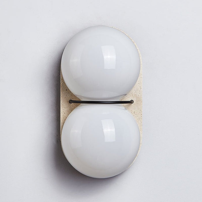 Double Globe Travertine Wall Sconce - Simprolos