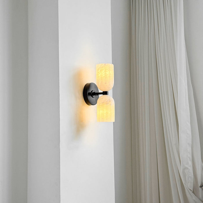 Dual Alabaster Ribbed Wall Sconce - Simprolos