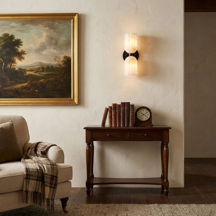 Dual Alabaster Ribbed Wall Sconce - Simprolos