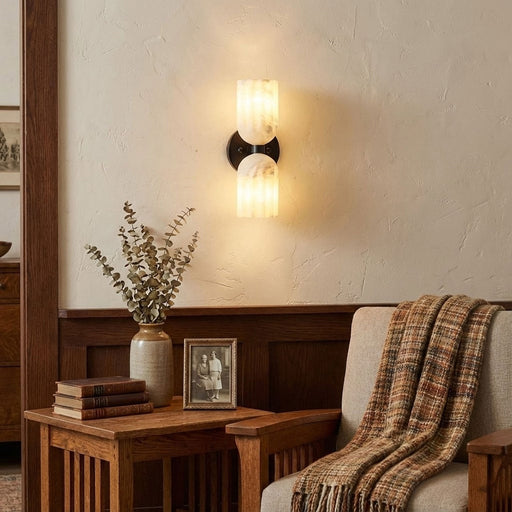 Dual Alabaster Ribbed Wall Sconce - Simprolos