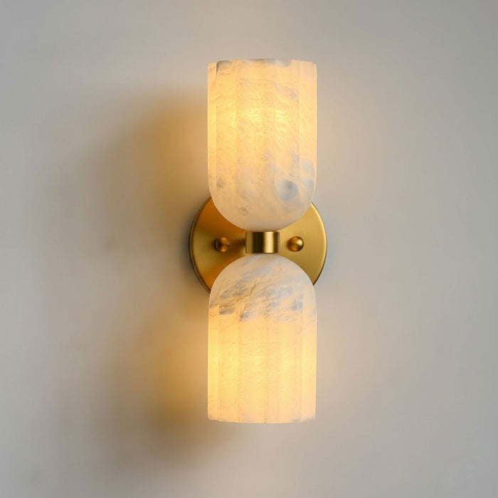 Dual Alabaster Ribbed Wall Sconce - Simprolos
