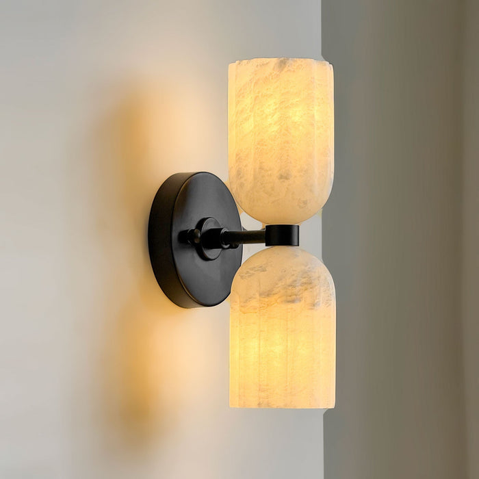 Dual Alabaster Ribbed Wall Sconce - Simprolos