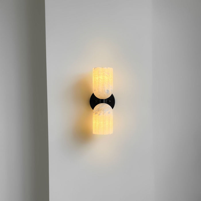 Dual Alabaster Ribbed Wall Sconce - Simprolos