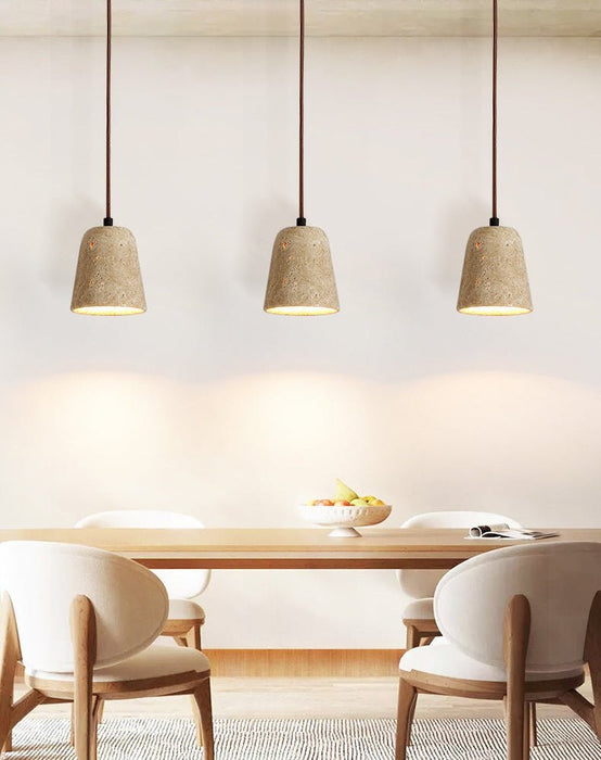 Earthy Travertine Cone Pendant Light - Simprolos