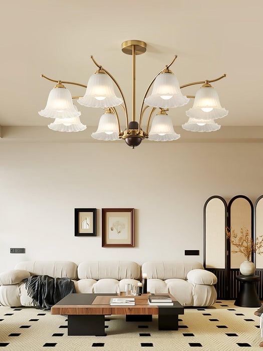 Flora Brass Alabaster Chandelier - Simprolos