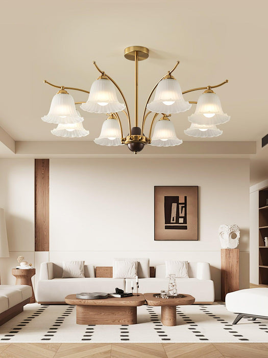Flora Brass Alabaster Chandelier - Simprolos
