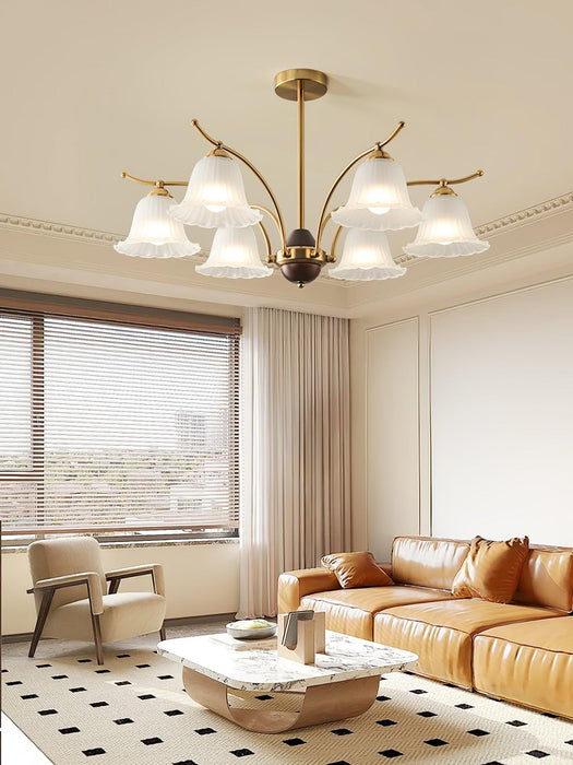 Flora Brass Alabaster Chandelier - Simprolos