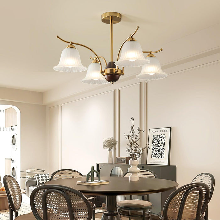 Flora Brass Alabaster Chandelier - Simprolos
