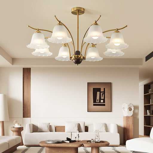 Flora Brass Alabaster Chandelier - Simprolos