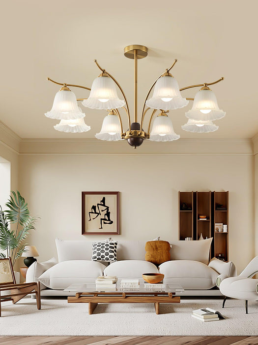 Flora Brass Alabaster Chandelier - Simprolos