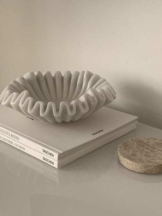 Flute Fold Stone Vessel Storage Tray - Simprolos