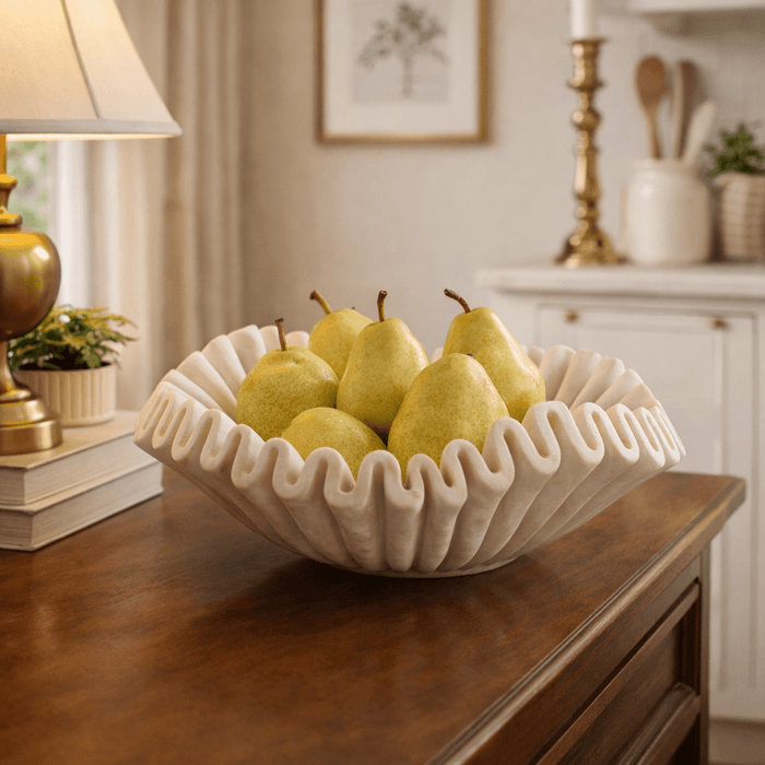 Flute Fold Stone Vessel Storage Tray - Simprolos