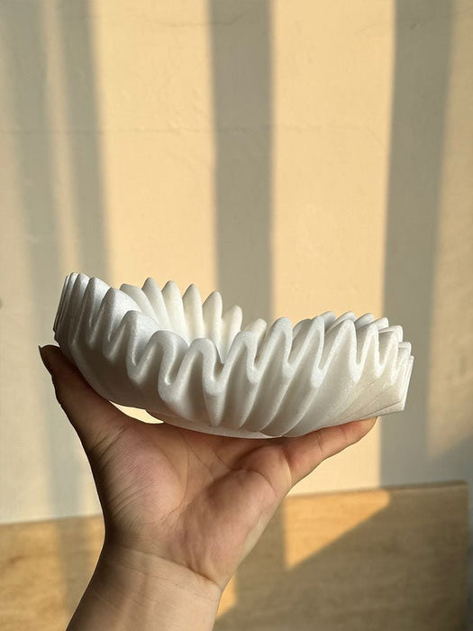Flute Fold Stone Vessel Storage Tray - Simprolos