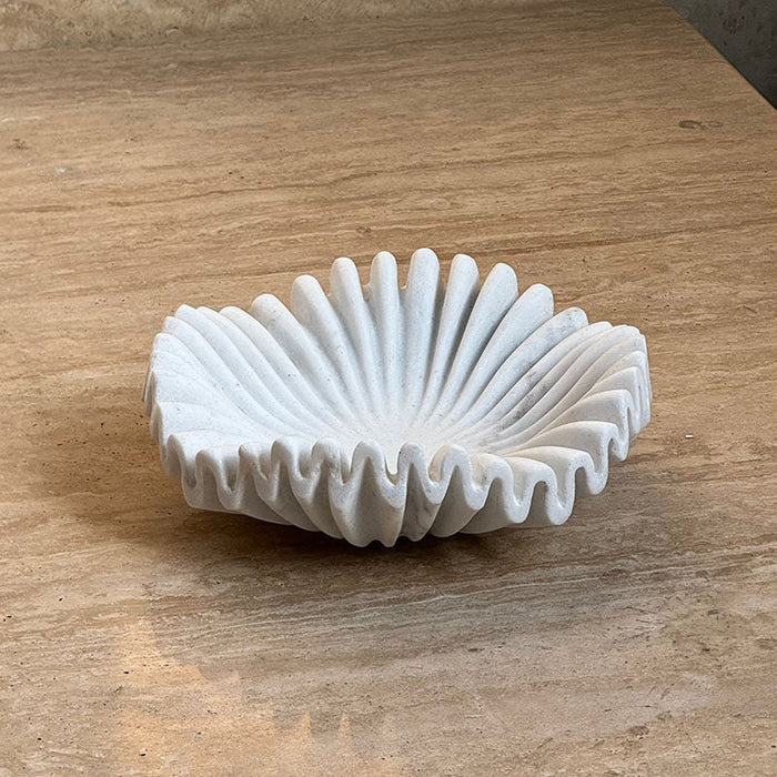 Flute Fold Stone Vessel Storage Tray - Simprolos