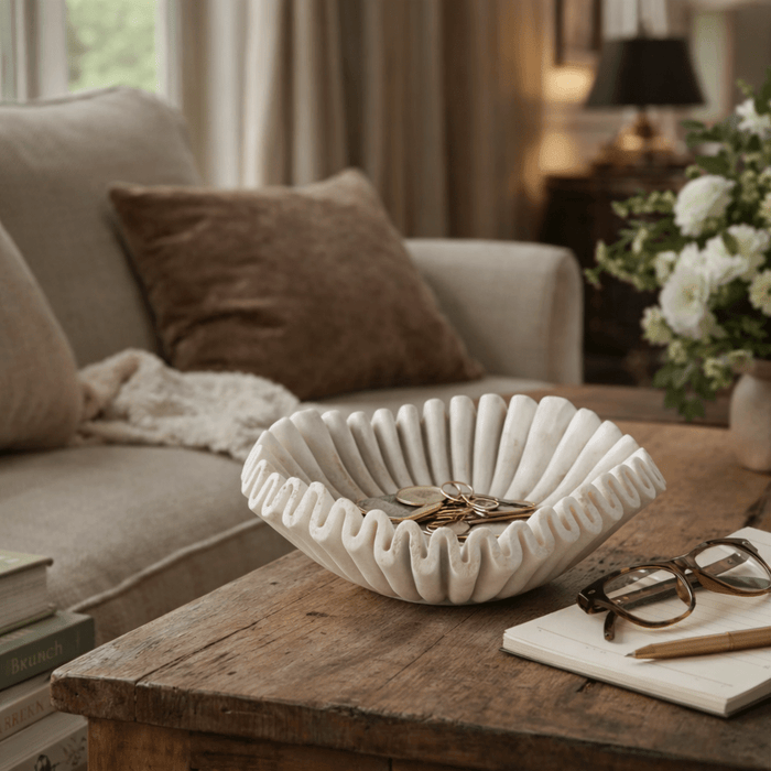 Flute Fold Stone Vessel Storage Tray - Simprolos