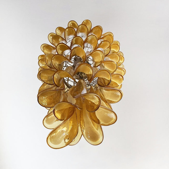 Glass Amber Petals Spiral Chandelier - Simprolos