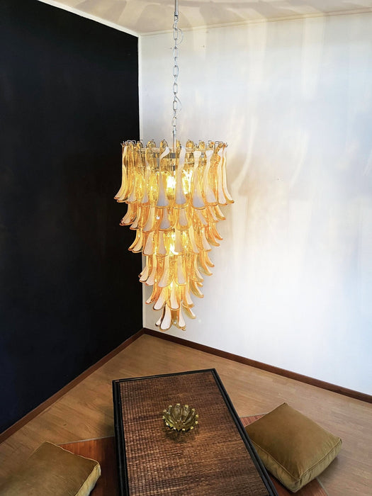 Glass Amber Petals Spiral Chandelier - Simprolos