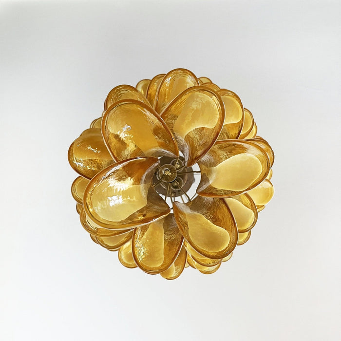 Glass Amber Petals Spiral Chandelier - Simprolos