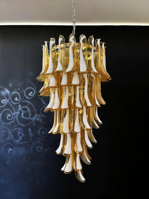 Glass Amber Petals Spiral Chandelier - Simprolos