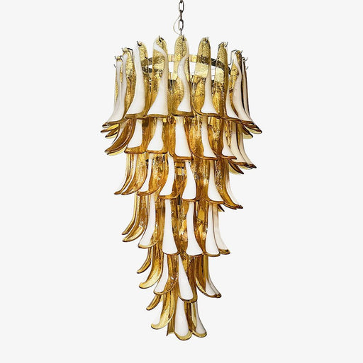 Glass Amber Petals Spiral Chandelier - Simprolos