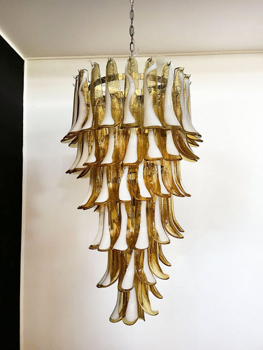 Glass Amber Petals Spiral Chandelier - Simprolos