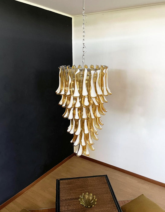 Glass Amber Petals Spiral Chandelier - Simprolos