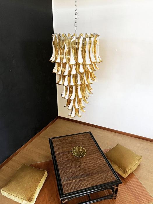 Glass Amber Petals Spiral Chandelier - Simprolos