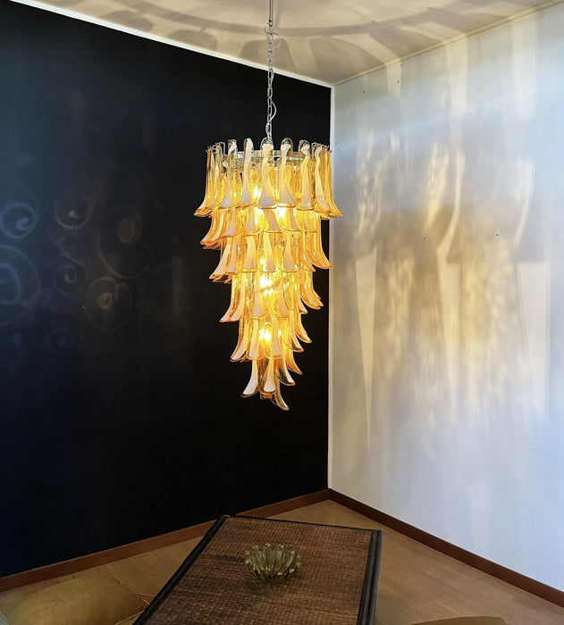 Glass Amber Petals Spiral Chandelier - Simprolos