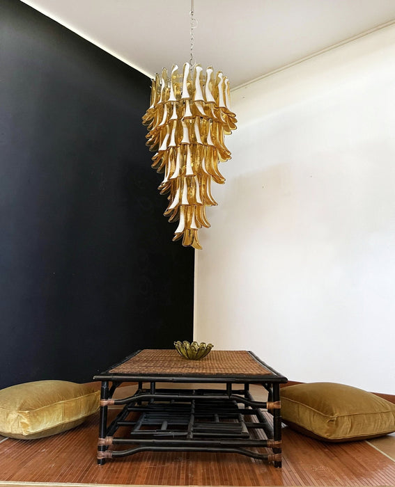 Glass Amber Petals Spiral Chandelier - Simprolos