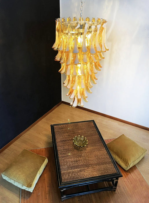 Glass Amber Petals Spiral Chandelier - Simprolos