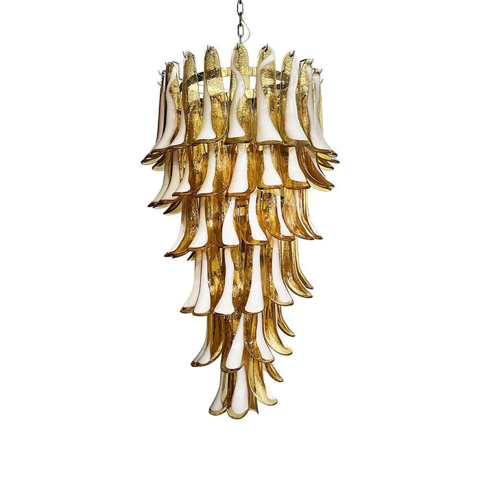 Glass Amber Petals Spiral Chandelier - Simprolos