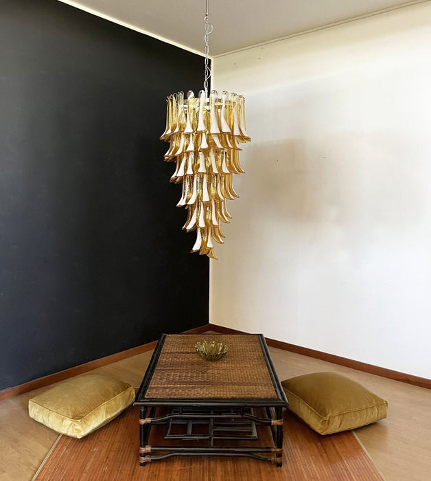 Glass Amber Petals Spiral Chandelier - Simprolos