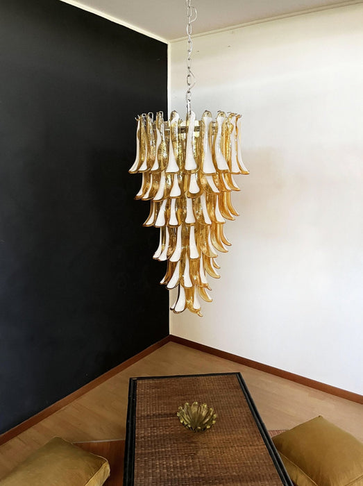 Glass Amber Petals Spiral Chandelier - Simprolos