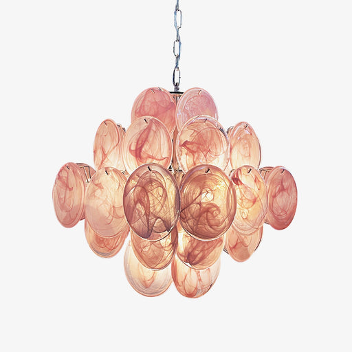 Glass Pink Disc Chandelier - Simprolos