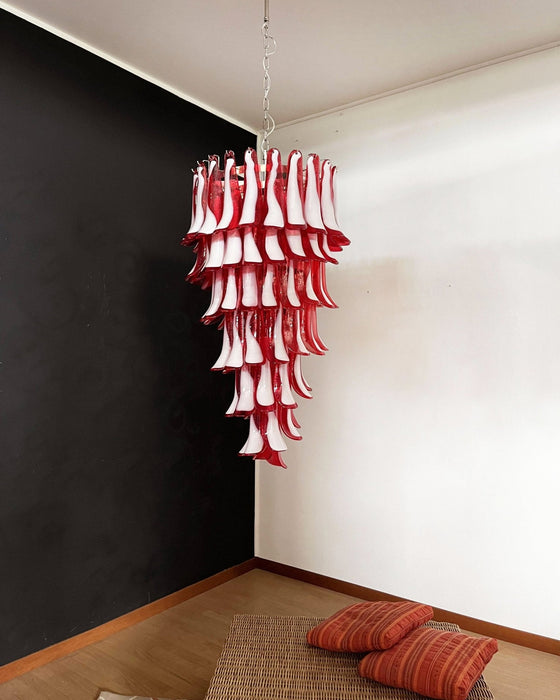 Glass Red Petals Spiral Chandelier - Simprolos