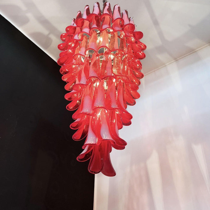 Glass Red Petals Spiral Chandelier - Simprolos