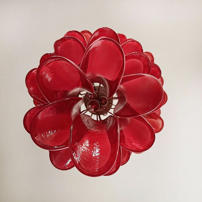 Glass Red Petals Spiral Chandelier - Simprolos