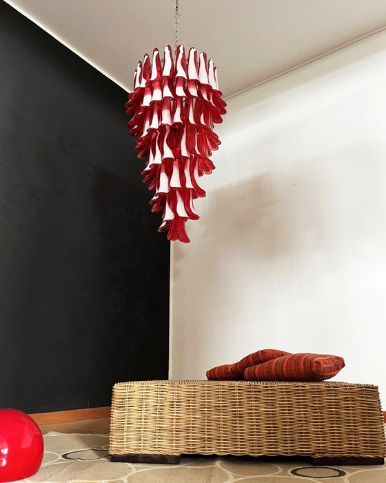 Glass Red Petals Spiral Chandelier - Simprolos