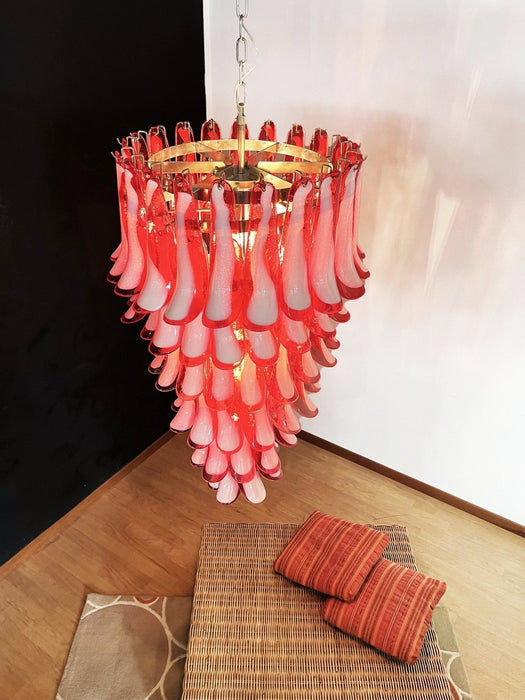 Glass Red Petals Spiral Chandelier - Simprolos