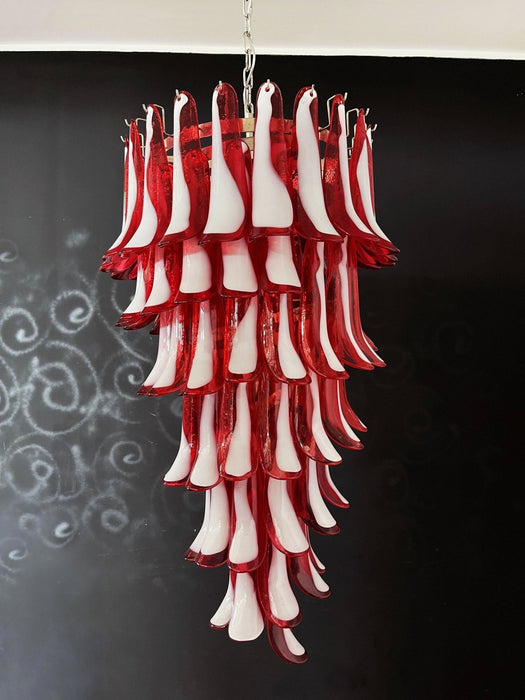 Glass Red Petals Spiral Chandelier - Simprolos