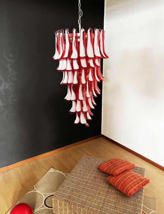 Glass Red Petals Spiral Chandelier - Simprolos