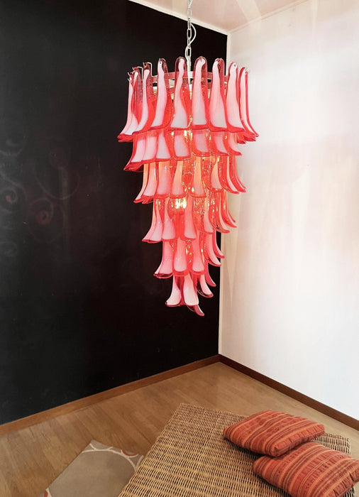 Glass Red Petals Spiral Chandelier - Simprolos