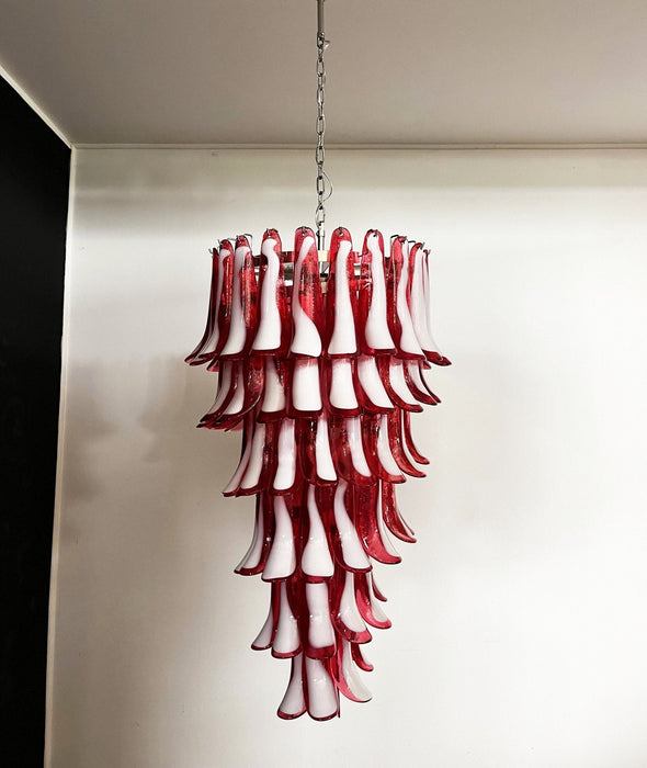 Glass Red Petals Spiral Chandelier - Simprolos
