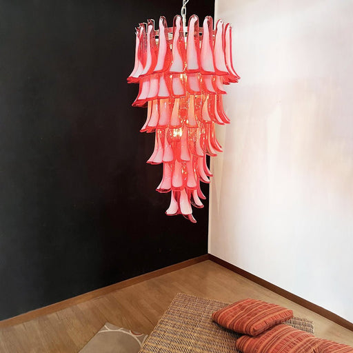 Glass Red Petals Spiral Chandelier - Simprolos