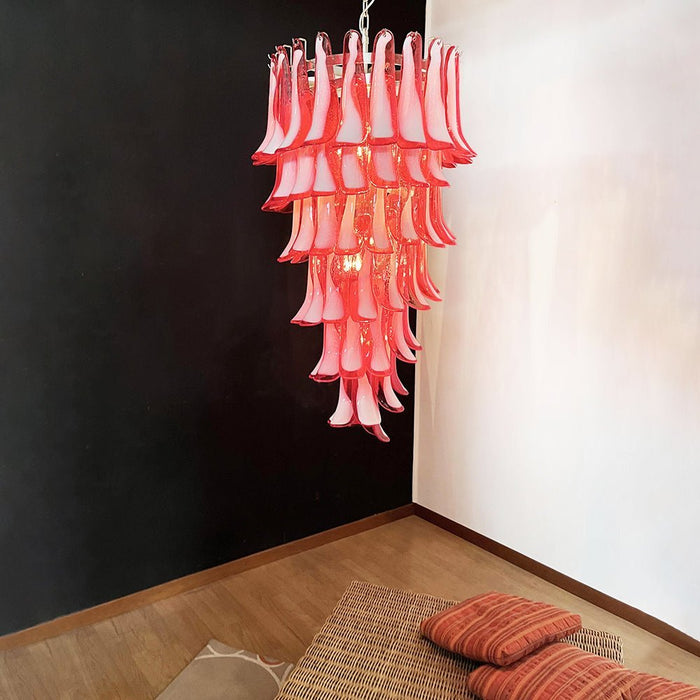 Glass Red Petals Spiral Chandelier - Simprolos