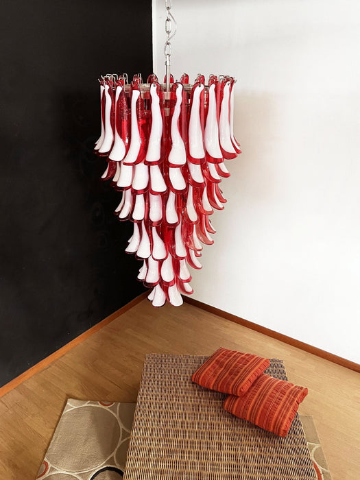 Glass Red Petals Spiral Chandelier - Simprolos